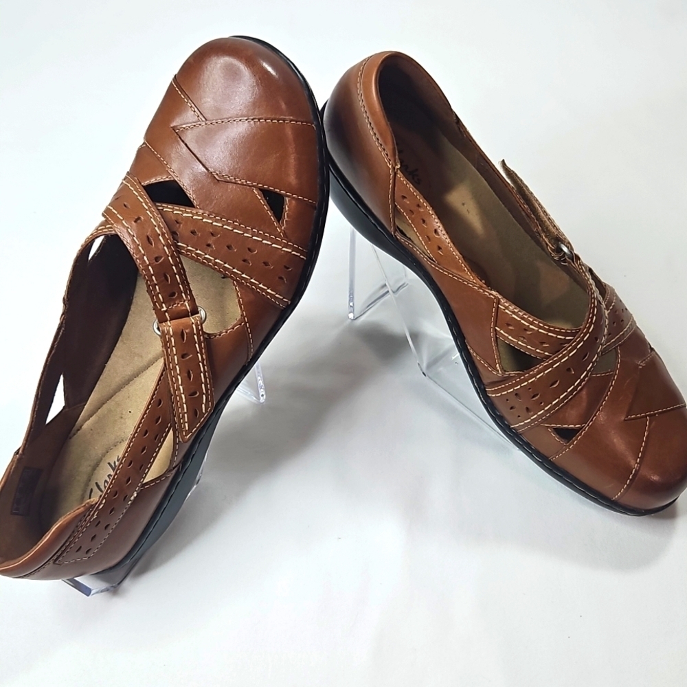 Clarks Ashland Spin Brown Comfort Walking Leather Womens Shoes Size 9.5 Wide - Picture 7 of 7